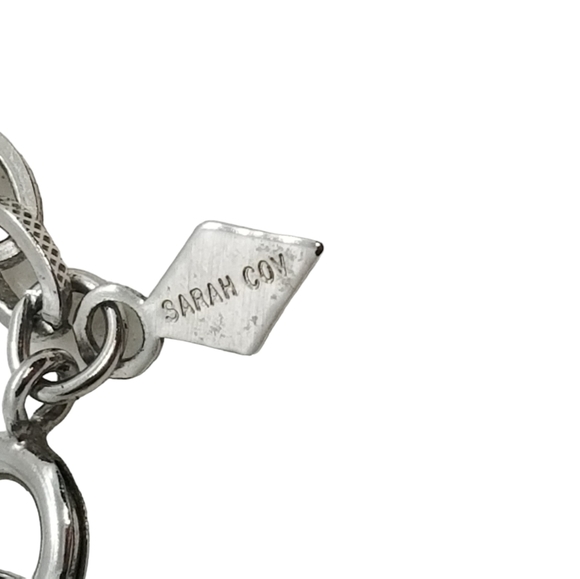 SARAH COVENTRY SILVERTONE CHAIN & WHITE CARVED FLORAL DESIGN BEAD NECKLACE - Picture 5 of 5